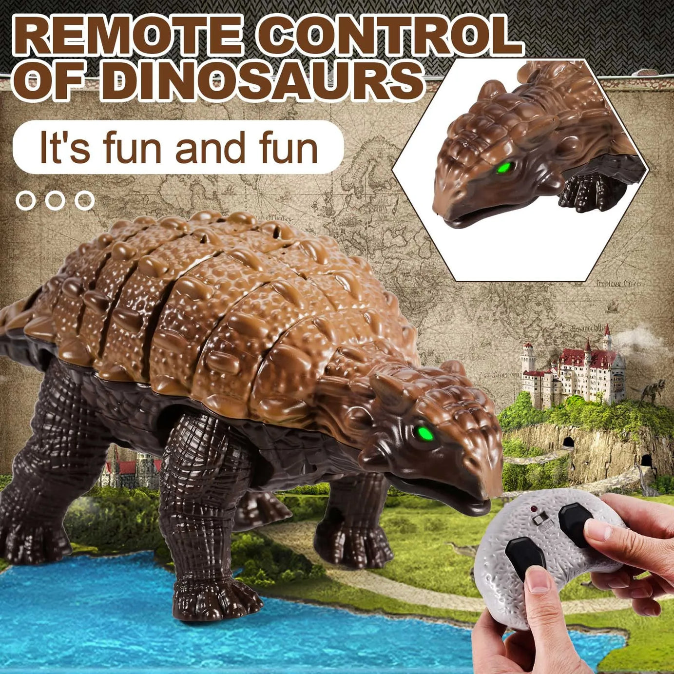 Robo-Ankylo: Remote Control Walking Dinosaur Toy for Dynamic Play